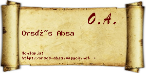 Orsós Absa névjegykártya
